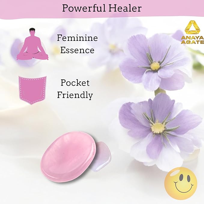 Rose Quartz Worry Stones – Crystal Thumb Worry Stone for Anguish, Stress – Relaxing and Soothing Balance Stones for Meditation, Stress Relief – Healing Stones and Crystals for Men and Women