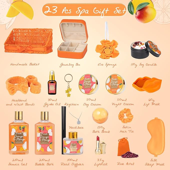 Christmas Gifts for Women Gift- 23-Piece Bath & Body Gift Basket Set for Women, Bath Gift Set, Spa Gift Baskets | Mothers Day Gifts for Mom, Valentine's, Birthday Gifts, All Occasion Present for Her