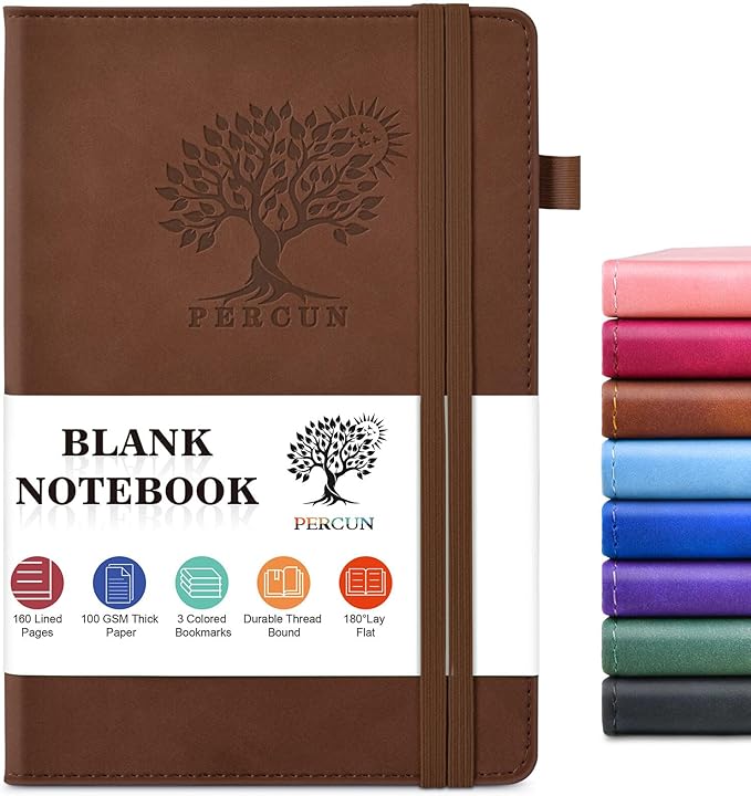 Blank Journal Ntebook for Men & Women, 160 Pages Blank Journals for Writing, Drawing,Sketch Book,5.9" x 8.5" Leather Sketchbook, Unlined Notebook for Work, School, Art - Brown