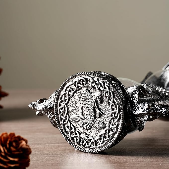 Mythical Fantasy Snake Sandglass Sand Timer, Gothic Decorative Statue - Unique Vintage Classic Hourglass Timer, Desk Home Decor Gift, 6-inch, Single 15 Minutes (Black Snake)
