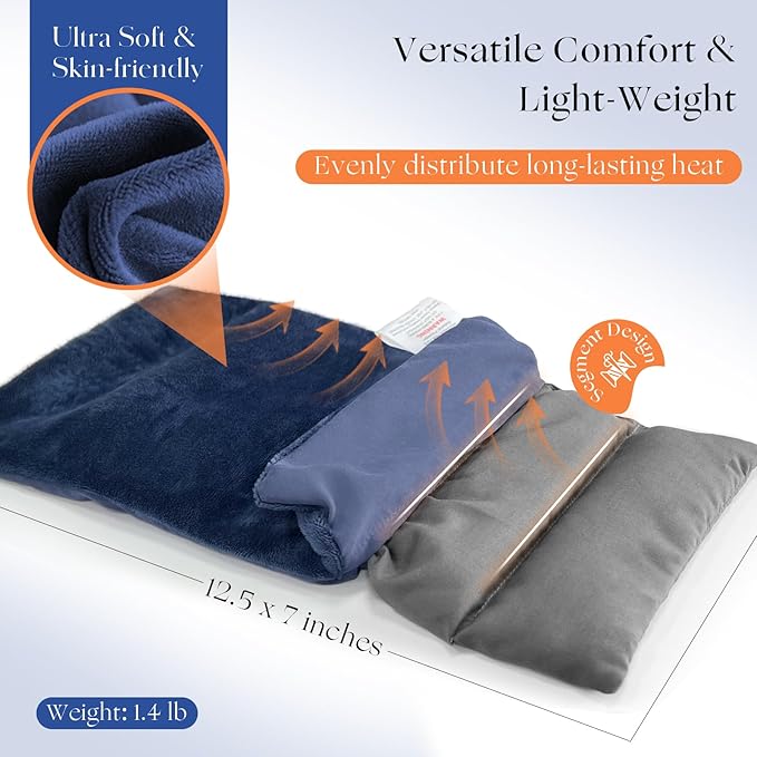 Microwavable Heating Pad with Washable Cover 13x7 Inch Flaxseed Microwave Hot Pack, Lavender Scent, Moist Warm Compress for Relaxation, Non-Electric & Portable