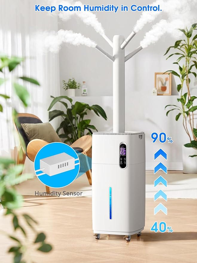 26L/5.7Gal Humidifier Large Room 3000 ftยฒ, Supersized Cool Mist, 38H Quiet Humidifiers for Bedroom, 2000mL/h Mist Output, Touch/Remote Control, Humidifiers for Home, Whole House, Plant, White