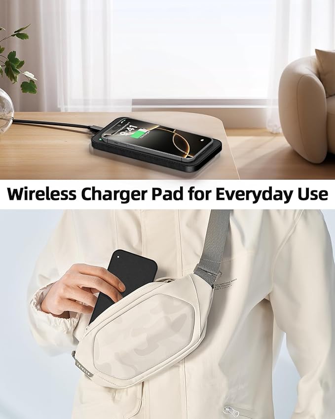 Valet Tray with Wireless Charger, Nightstand Organizer, Leather Desk Drawer Organizer Tray with 7 Compartments for Jewelries, Watch, Key, Wallet, Phone, Black