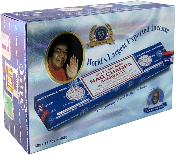 Nag Champa Incense Sticks 40g x 12 and Incense Stick Holder Bundle Insence Insense Satya Incense
