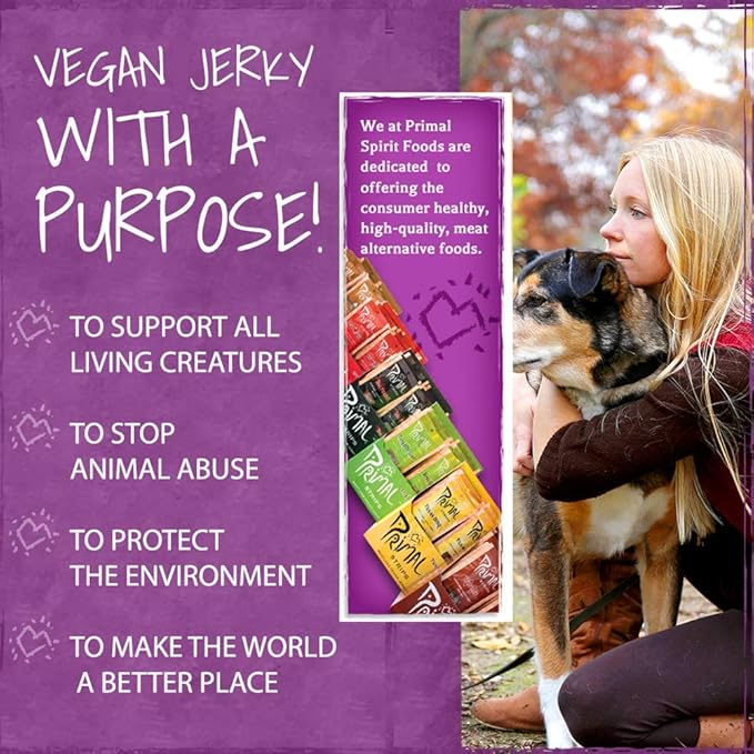 Primal Spirit Vegan Jerky – “Classic Flavor” – Hickory Smoked, 10 g. Plant Based Protein per oz., Certified Non-GMO, No Preservatives, Sports Friendly Packaging (18 Pack, 1 oz. ea.)