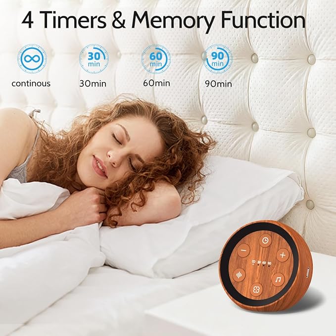 Portable White Noise Machine Sound Machine Fan Sounds Sleep Machine with 32 Calming Sounds 36 Volume Levels Brown Noise for Baby Kid Adult with Memory Function 4 Timer for Travel Office Privacy