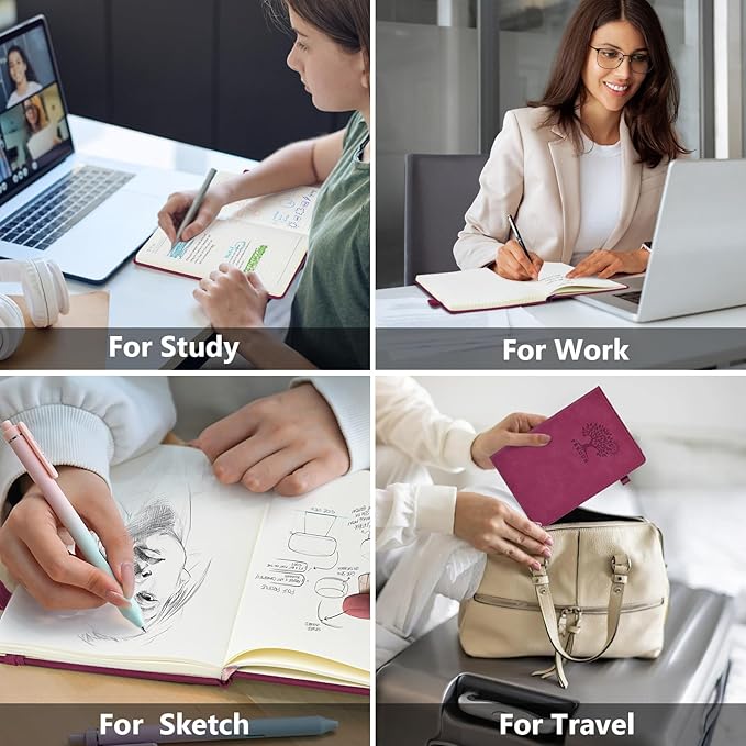 Graph Paper Notebook, 160 Pages Grid Journal for women & men, A5 Hardcover Leather Graphing Notebook for School, Work, Travel, Note Taking 5.9”x8.5” (Burgundy)