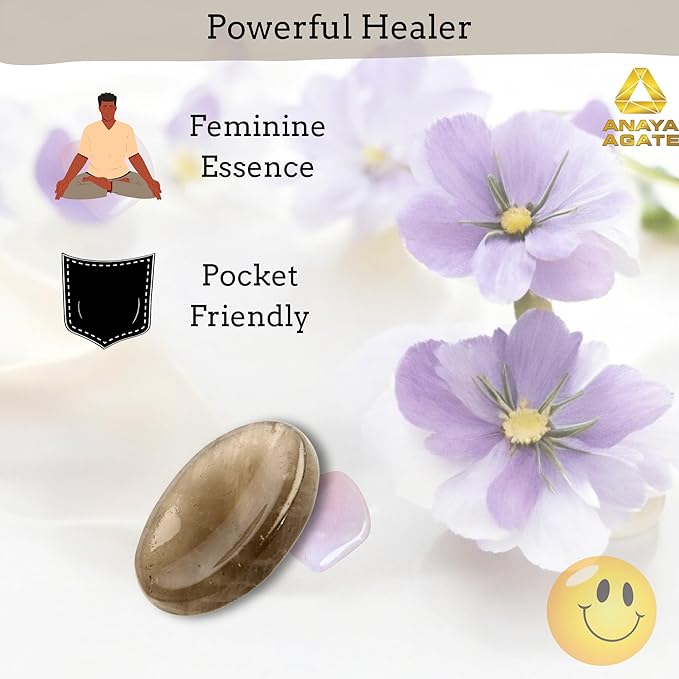 Smoky Quartz Worry Stones – Crystal Thumb Worry Stone for Anguish, Stress – Relaxing and Soothing Balance Stones for Meditation, Stress Relief – Healing Stones and Crystals for Men and Women