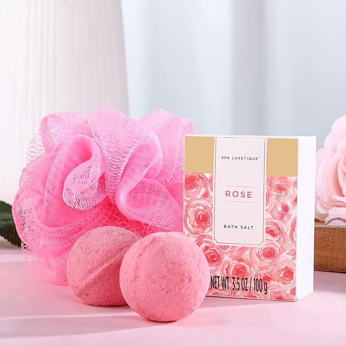 spa luxetique Gift Set For Women, Bath Sets for Women Gift, 8 Pcs Rose Spa Basket Includes Bubble Bath, Shower Gel, Body Lotion, Birthday Spa Gifts, Mother‘s Day Gifts for Mom