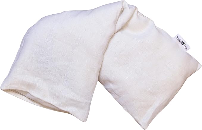 Sacksy Thyme Microwave Heating Pad - 100% Linen Cover, Unscented, Size 18x7, Comforting Heat Pad for Cramps, Back,Neck,Shoulders, Leg Pain, Hot Microwavable Heat Pack, Color: Natural, Made in USA