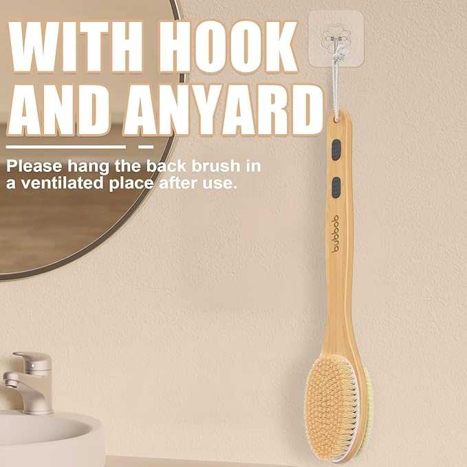 Back Scrubber for Shower,Bath Brush with Long Handle,Bath Brush Body Exfoliator for Wet or Dry Brushing,Men and Women (Black)