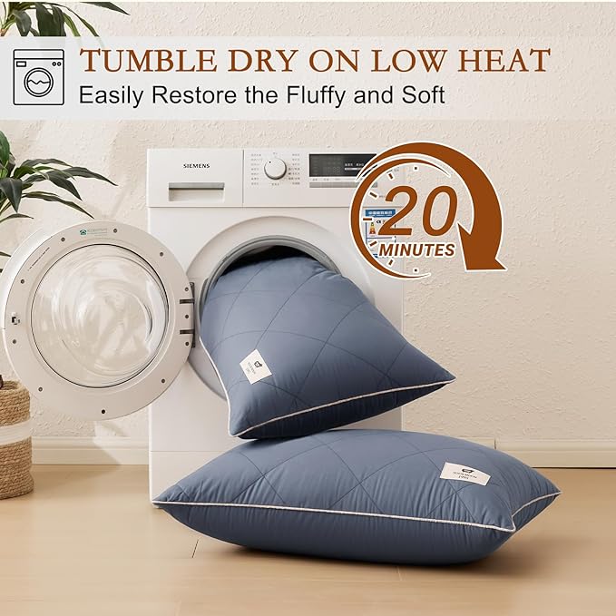 YOUR MOON Organic Wool Pillow Standard Size Set of 2, Soft Support Bed Pillows for Sleeping, Luxury Down Alternative Pillow for Side & Back Sleepers, 100% Cotton Cover, Natural Wool Filling (Gray)