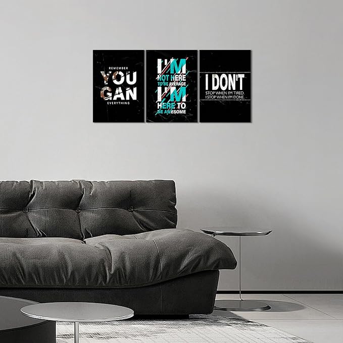 KAWAHONE -3 Pieces Inspirational Quotes Canvas Wall Art, Motivational Canvas Print Positive Encouraging Canvas Posters for Office Home Wall Decor Framed Gift