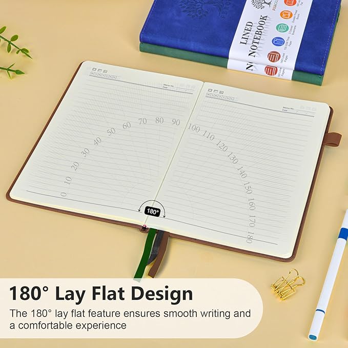 Lined Journal Notebook for Men & Women, 160 Pages College Ruled Journal for Writing, A5 Hardcover Leather Notebooks for Work, School, Business, Travel, Daily Diary 5.9" x 8.5" - Brown