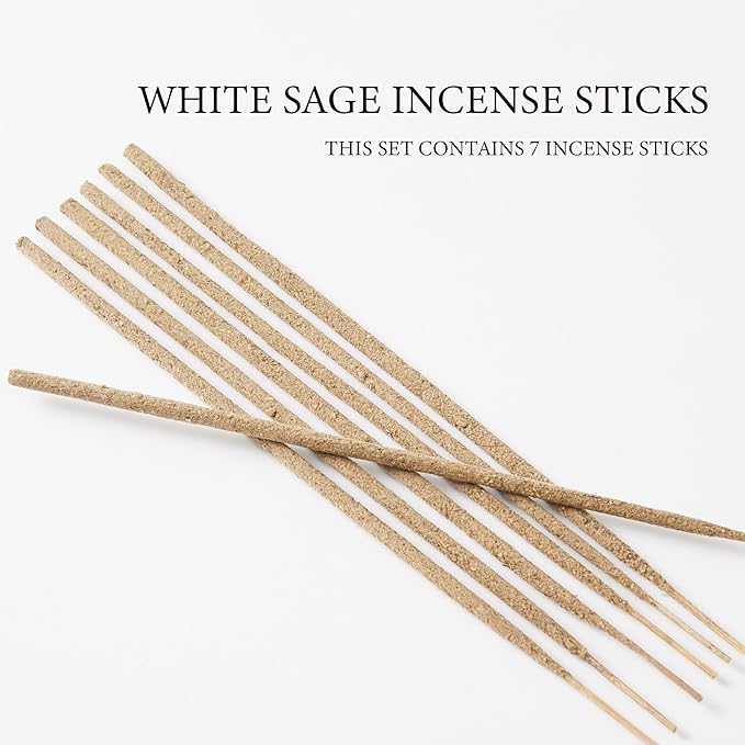 White Sage Incense Sticks – Handmade Natural Incense Sticks for Removing Negative Energy, Air Purification, Meditation, Spiritual Use and Stress Relief Gifts