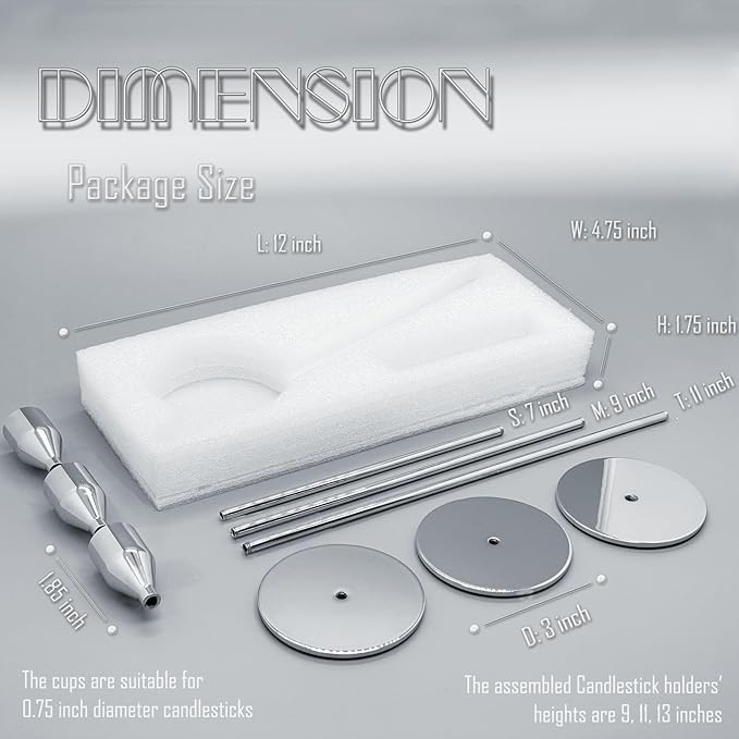 6Pcs Silver Candlestick Holders Set Fit 3/4" Tall Taper Candle Home Decorative Table Centerpieces for Family Dinning, Party Decoration