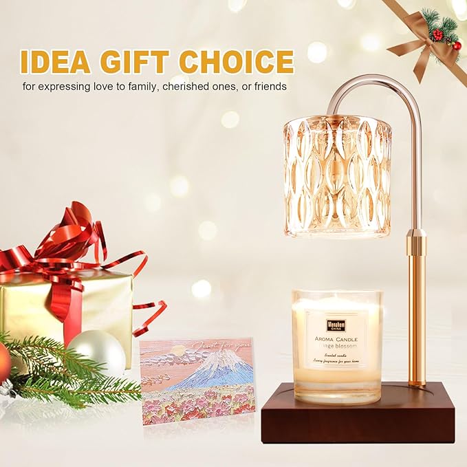 Candle Warmer Lamp, Candle Warmer Light with Timer & Dimmer, Candle Warmer Lamp Adjustable Height, Compatible with Jar Scented Candles, Candle Warming Lamp with 3 Bulbs for Home Decor