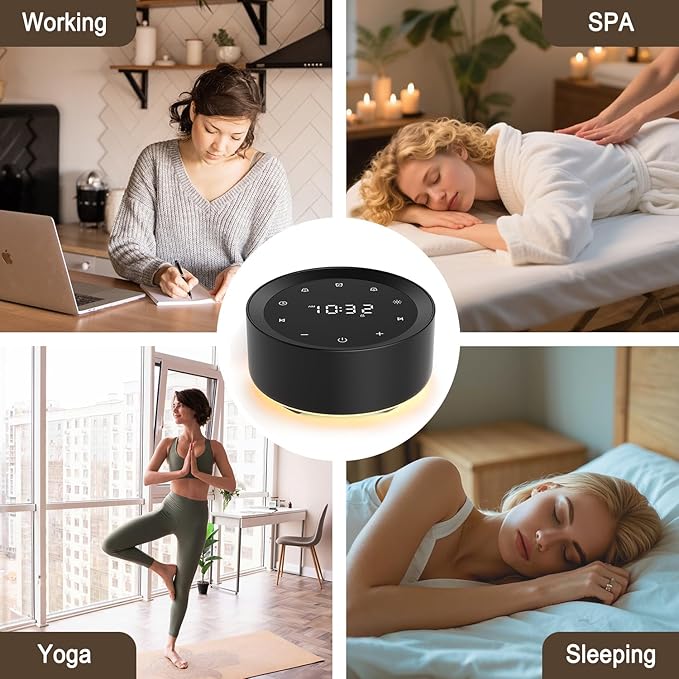 White Noise Sound Machine Alarm Clock 7 Colors Night Light Sound Machine for Adult/Baby 20 Soothing Sounds 31 Level Volume 6 Level Screen Brightness 5 Timer Set Memory Function Touch Control