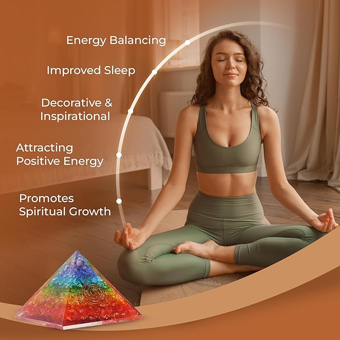 Orgone Pyramid of Success – 7 Chakra Orgonite Pyramid for Healing, Meditation, Stress Relief, Positive Energy & Chakra Balancing