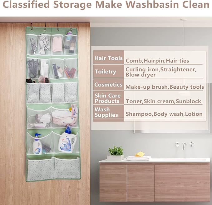 18 Pocekts Over the Door Shoes Organizer,Behind Door Hanging Storage Pocekt for Sock,Underwear,Hat,Handbag,Back of Door Hanging Shelf for Bedroom,Bathroom,Entryway,Storeroom,Pantry,Dorm,Nursery,2 Pack