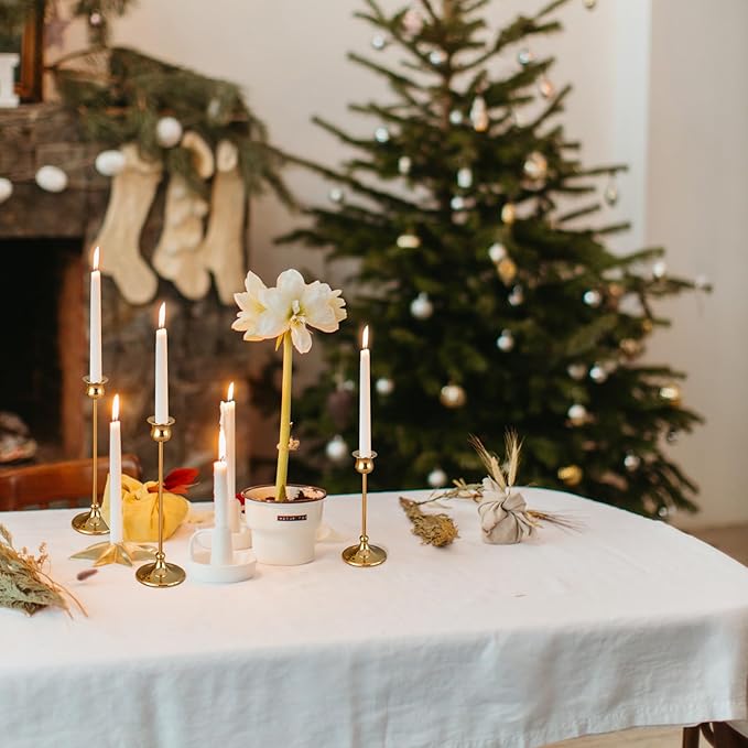 Metal Candle Holder Taper Candlestick Holders for Candle Sticks Vintage Candelabra for Halloween Thanksgiving Christmas (Gold, 2 Sets (6 pcs))