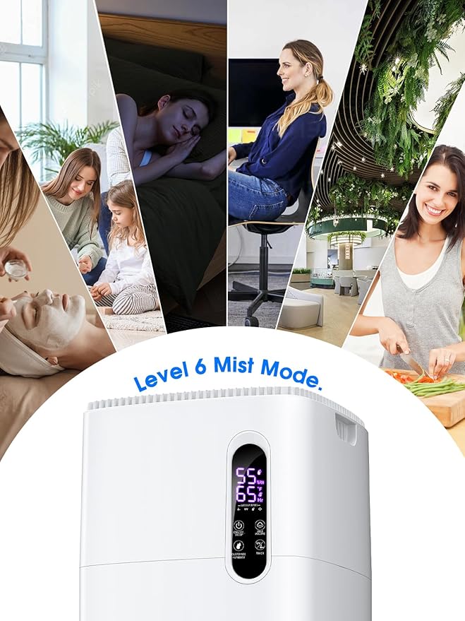 26L/5.7Gal Humidifier Large Room 3000 ftยฒ, Supersized Cool Mist, 38H Quiet Humidifiers for Bedroom, 2000mL/h Mist Output, Touch/Remote Control, Humidifiers for Home, Whole House, Plant, White