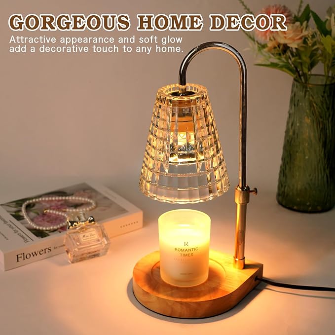 Candle Warmer Lamp with Timer, Glass Candle Lamp Warmer, Christmas Gifts for Women Mom Her, Dimmable & Adjustable Wax Warmer Lamp for Jar Candles, House Warming Gifts for New Home Decor