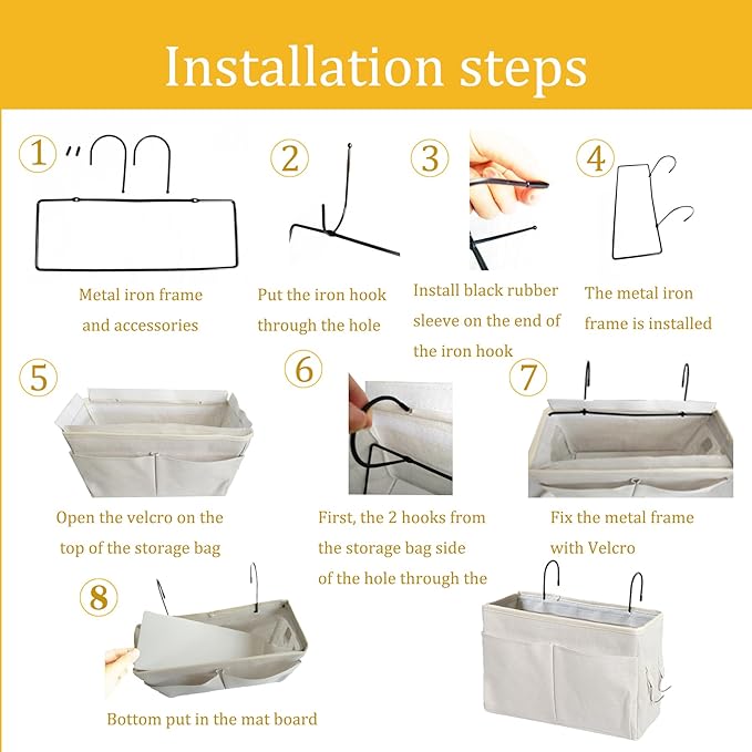 Bedside Caddy, Bedside Hanging Storage Organizer for College Dorm Bed, Bunk and Hospital Beds, Can be Placed Books, Phones,Keys, Glasses,Magazine Holder (Grey, 1)
