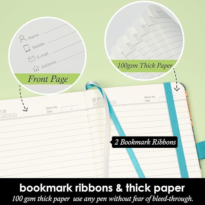 3 Pack Pocket Journal Notebook, Aesthetic Mini Small Notebook with Pen, Floral Print Cover, A6 (3.7" x 5.7"), 100GSM Lined Paper, Notepad for Girls/Kids/Women Note Taking Writing