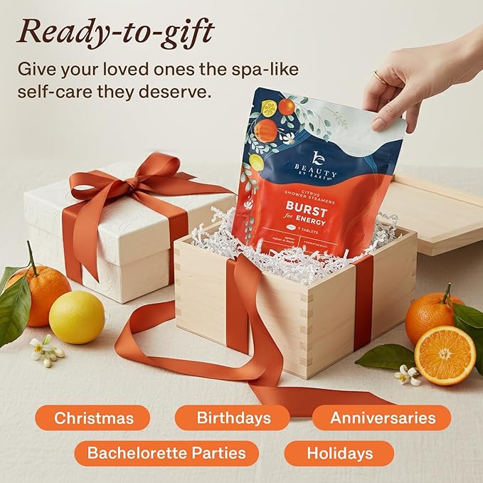 Shower Steamers Aromatherapy - USA Made with Natural Ingredients & Citrus Essential Oil, Long Lasting Shower Bombs for Energy Boost, Gift Set for Women & Men, Spa Gifts & Shower Accessorie