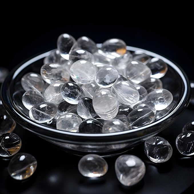 Polished Clear Quartz Crystals - 72 Pcs, 0.5" 10 oz Handpicked Natural Tumbled Gemstones Rocks, Pebbles for Reiki, Chakra, Healing Home Decor