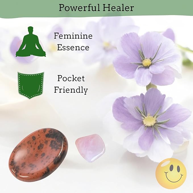 Mahogany Obsidian Worry Stones – Crystal Thumb Worry Stone for Anxiety, Stress – Relaxing and Soothing Balance Stones for Meditation, Stress Relief – Healing Stones and Crystals for Men and Women