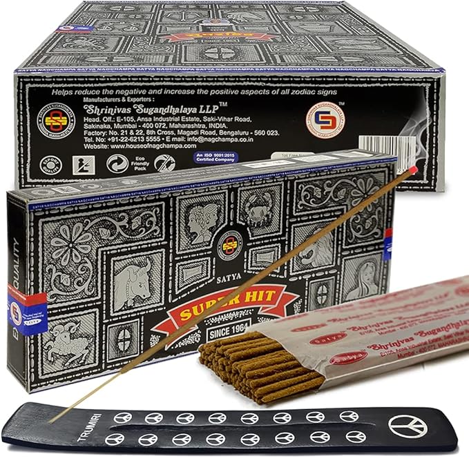 Super Hit Incense Sticks 100g and Holder Bundle - Pack of 6 (Approx 600 Sticks)