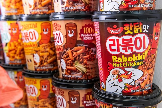 DELIEF Rabokki Hot Chicken CARBO Flavor 180g/6.34oz - Pack of 1, Korean Street food, ramen noodle and Tteokbokki rice cake combined in 1 - Quick and Easy meal