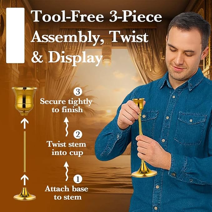 Gold Candlestick Holders Set of 6 – Decorative Taper Candle Holders for Home Decor, Weddings, Parties – Elegant Metal Candle Stands with Brushed Finish – Easy Assembly – Fits Standard & LED Candles