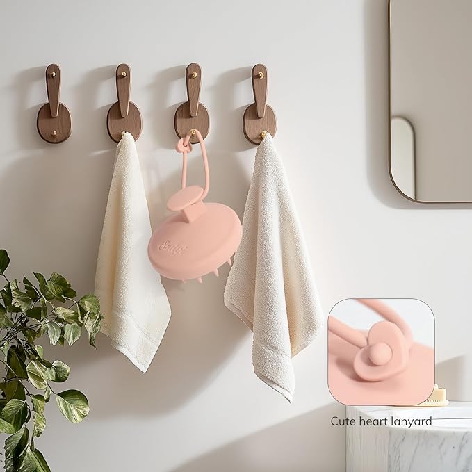 Sndyi Silicone Scalp Massager Shampoo Brush, Hair Scrubber with Soft Silicone Bristles, Scalp Scrubber/Exfoliator for Dandruff Removal, Wet Dry Scalp Brush for Hair Growth & Scalp Care, Pink