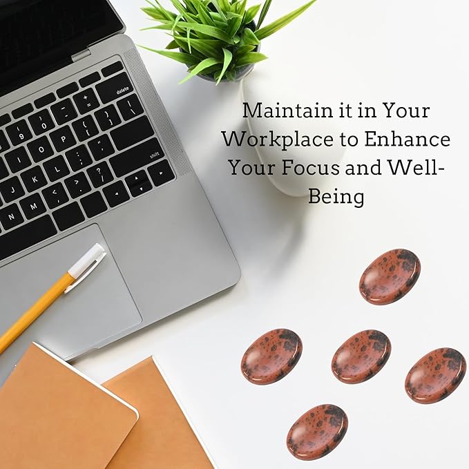 Mahogany Obsidian Worry Stones – Crystal Thumb Worry Stone for Anxiety, Stress – Relaxing and Soothing Balance Stones for Meditation, Stress Relief – Healing Stones and Crystals for Men and Women