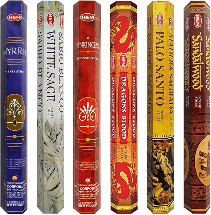 Hem Incense Sticks Variety Pack #31 and Incense Stick Holder Bundle with 6 Classic Fragrances