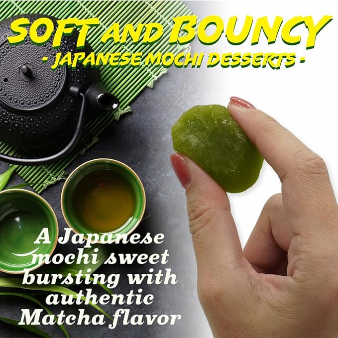 Matcha Mochi Candies – Japanese Green Tea Rice Cake, Authentic Matcha Wagashi, Individually Wrapped, Soft & Chewy Mochi Snack, japanese snacks, Japanese food 9oz (260g)