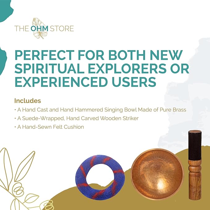 Ohm Store Tibetan Singing Bowl Set — Meditation Sound Bowl Handcrafted (4″)