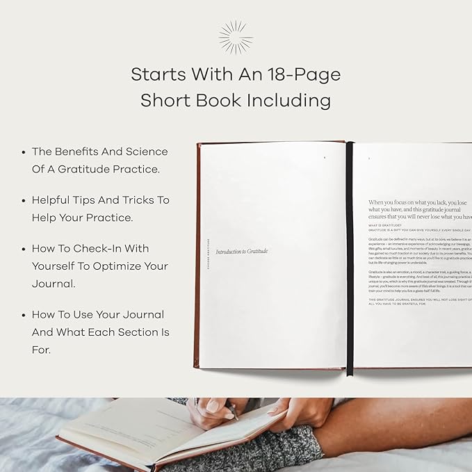 Gratitude Gifted 5-Minute Guided Gratitude Journal – Daily 180 Prompts, Self-Care Mindfulness & Reflection, Leather Hardcover, Undated to Foster Happiness, Wellness, Positivity for Men & Women