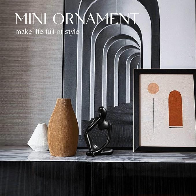 Thinker Statues and Sculptures,Sandstone Resin Thinker Statue Ornaments, Abstract Style Sculptures, Housewarming Gifts, Home Decorations, Living Room Desk Decor (Black)