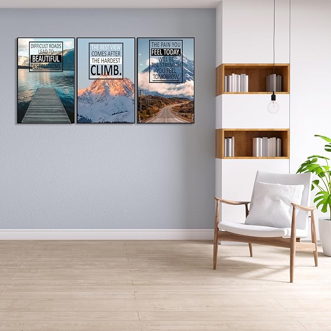 KAWAHONE Inspirational Wall Art, Motivational Quotes Decor Posters, landscape Canvas Wall Art, Positive Affirmations Canvas for Work Place Library, Gym,Office,Living Room