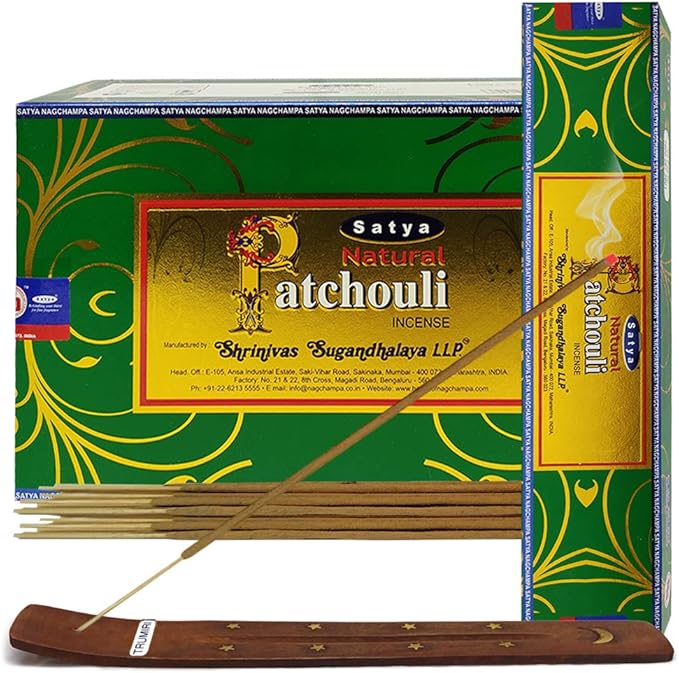 Natural Patchouli Incense Sticks and Incense Stick Holder Bundle Insence Insense Satya Incense
