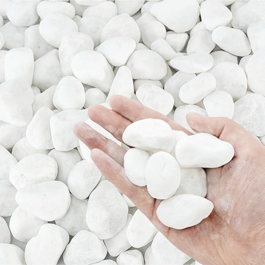 White Rocks for Plants, 1-2 Inch Pebbles for Indoor Plants, 2 lbs River Rocks Decorative White Stones, Ideal for Fish Tank, Vases, Crafting, Home Decor and Garden Landscaping Rocks