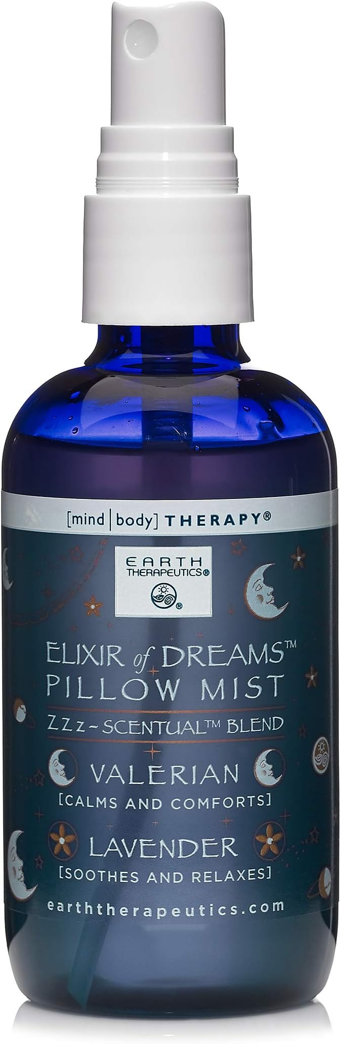 Earth Therapeutics Elixir of Dreams Pillow Mist – Natural Mist with Therapeutic Essences of Valerian Root & Lavender – Natural Relaxation Aid