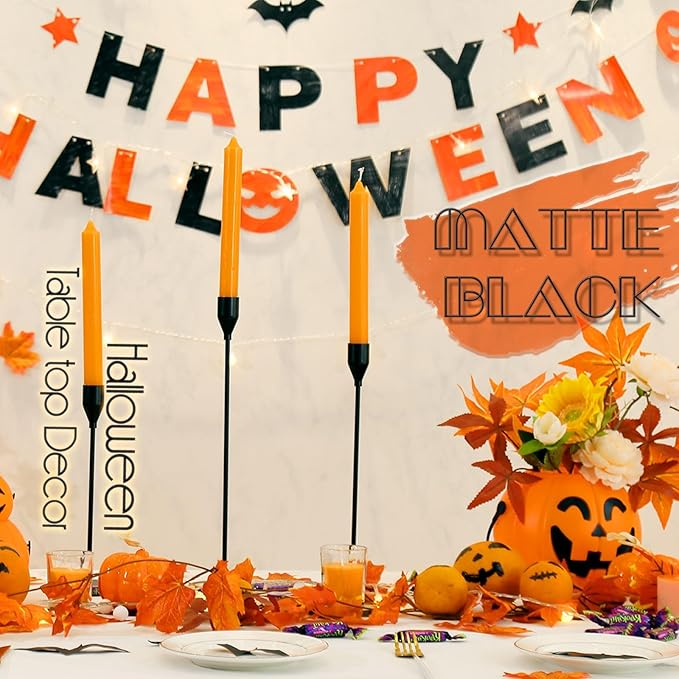 6Pcs Matte Black Candlestick Holders Set Fit 3/4" Tall Taper Candle Home Decorative Table Centerpieces for Family Dinning, Party Decoration