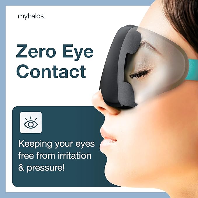 MyHalos® Sleep Mask - Eye Masks for Sleep - 100% Blackout Sleeping Mask for Women, Men & Side Sleepers - 3D Sleeping Eye Mask for Zero Pressure - Award Winning Design, Eyelash Friendly & Breathable