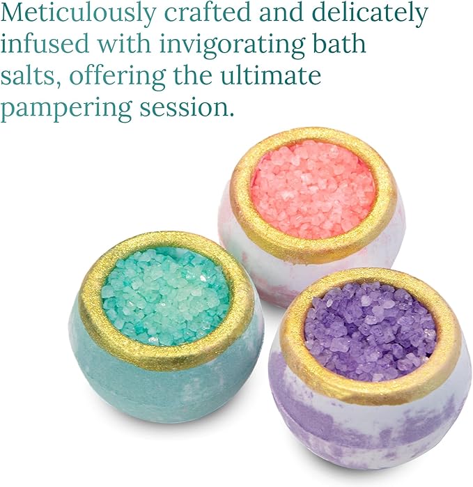 Crystal Bath Bombs (6 Pack) Luxurious Aromatherapy Bath Bombs Enriched with Nourishing Bath Salts for Silky Smooth Skin & Pleasantly Scented for an Immersive Zen-Like Experience