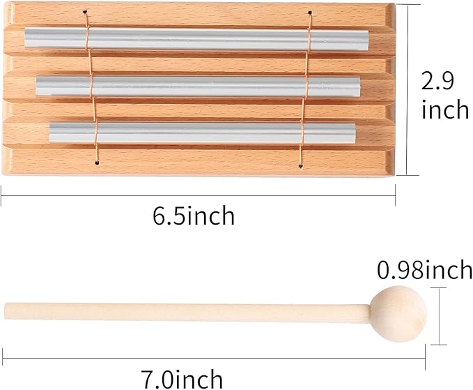 Energy Chimes Percussion Hand Bells: Trio 3 Tone Chime Music Instrument with Mallet for Yoga Meditation Sound Healing Teachers' Classroom Tools